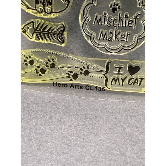 Hero Arts CL135 Cat-Themed Clear Stamps - Mischief Maker Meow Fishbowl & Paw Pri - Picture 3 of 5
